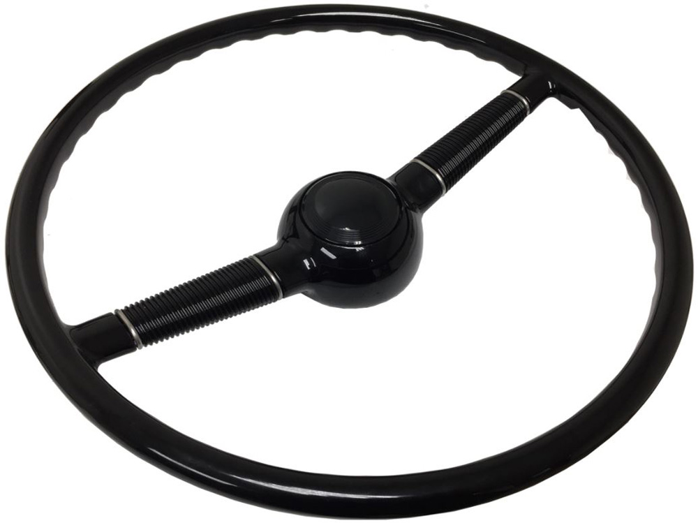 1932 1948 Ford Passenger Car Steering Wheel Gloss Black With Black Horn Button With Taper and Key Adapter