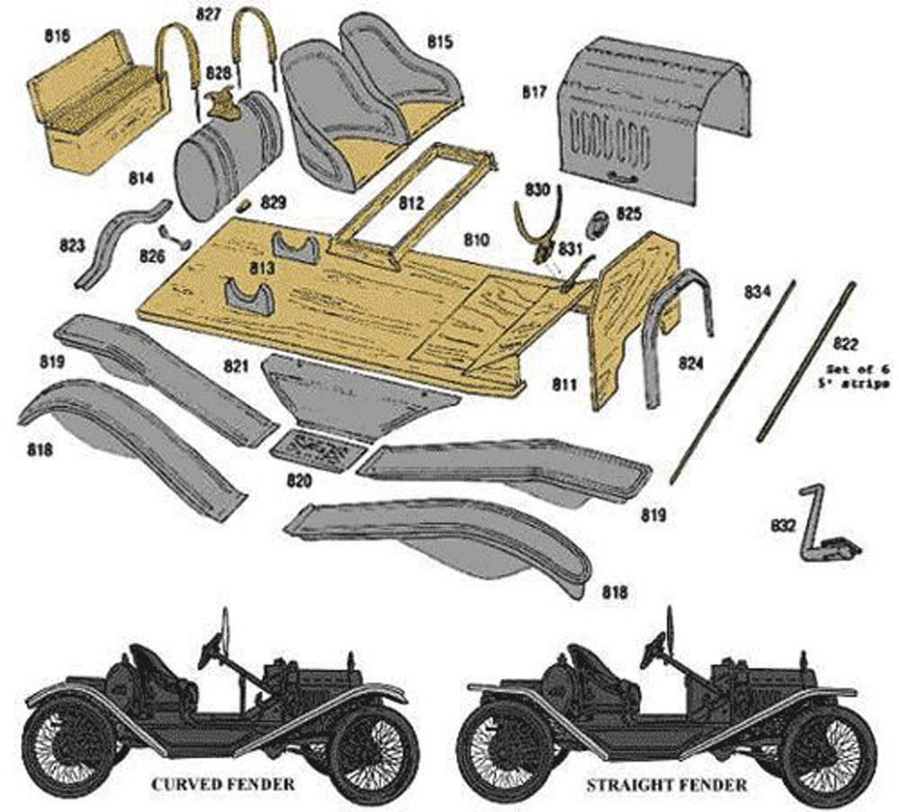 1909 27 Model T Ford Speedster Body Kit Complete