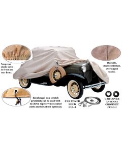 Car Cover, Poly-Cotton, With Logo, Deluxe Delivery Sedan With Visor, 1928-1931