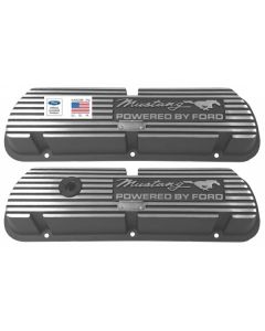 Mustang Aluminum Valve Covers with Black Wrinkle Finish, Small Block Ford V8