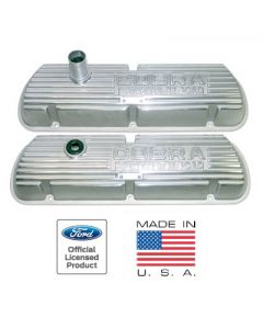 Cobra Valve Covers, Solid Letters, Polished Aluminum, Small-Block Ford