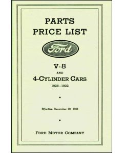 Parts Book & Price List - V-8 & 4-Cylinder Cars - 1928-1932