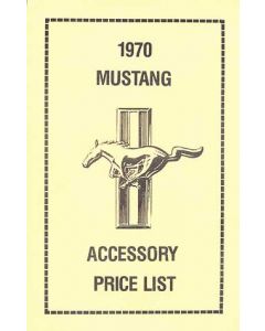 1970 Mustang New Car Accessory Price List