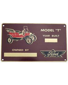 Model T Ford Owner Plate - Brass Finish - Accessory