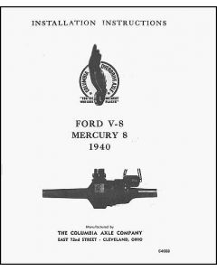 Columbia Rear Axle Installation Instructions - 12 Pages - Ford & Mercury