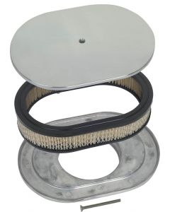 Polished Aluminum 12" Oval Smooth Engine Air Cleaner