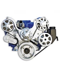289/302/351W V8 S Drive Serpentine Pulley Kit with A/C and Power Steering, Machined Finish