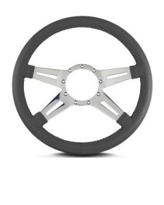 Lecarra 14 in MK-9 Steering Wheel, Polished, Dark Gray Leather