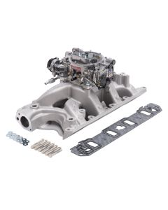 Edelbrock 2034 Manifold And Carb Kit; Performer Rpm; Air-Gap; Small Block Ford; 351W; Natural F