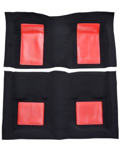 1969 Mustang Mach 1 Fastback Molded Nylon Carpet Set with Mass Backing, Red Inserts