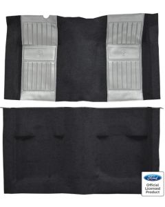 1971-1973 Mustang Mach I Fastback Molded Nylon Carpet Set with Mass Backing, Gray Running Pony Inserts