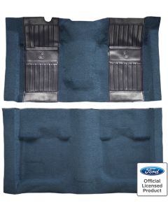 1971-1973 Mustang Mach I Fastback Molded Nylon Carpet Set with Mass Backing, Dark Blue Running Pony Inserts