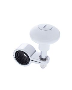 Steering Wheel Spinner - Pearl White with Chrome Clamp