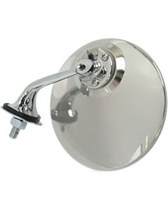 Round Stainless/Chrome British Style Outside Mirror, Left Side