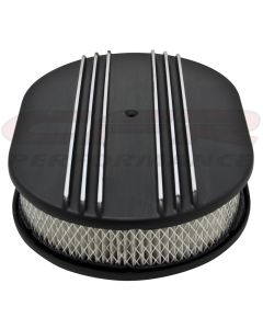 Partial-Finned Aluminum Air Cleaner, 12'' Oval With Black Finish, 1932-1985