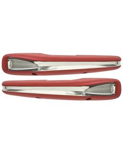 Arm Rest Pad, Deluxe With Stainless Steel Trim, Red, Pair, 1963-1964