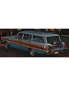 1964 Ford Falcon 4-door Station Wagon Front and Rear Bench Seat Cover Set, 2-tone Blue