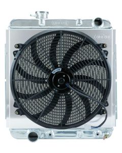 1963-65 Falcon & Ranchero, 1960-65 Comet Cold Case Performance Aluminum Radiator & Fan Kit, Big 2 Row, Late Model 5.0 Swap With Automatic Transmission