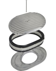 Polished Aluminum 12" Oval Finner Engine Air Cleaner