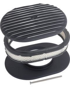 12" Oval Finned Aluminum Air Cleaner Assembly with Black Finish