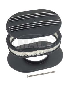 12" Partial-Finned Aluminum Oval Air Cleaner Assembly with Black Finish