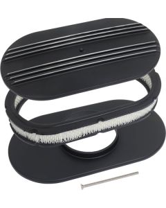 15" Oval Partial-Finned Aluminum Air Cleaner Assembly with Black Finish
