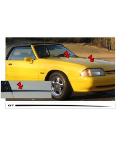 1987-1993 Mustang Hood Cowl Stripe Set with GT Designation