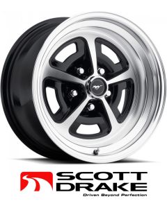 15" x 8" Legendary Magnum 500 Aluminum Alloy Wheel with Gloss Black and Machined Finish, 5 x 4.5" Bolt Pattern