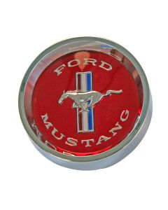 1965-1966 Mustang Styled Steel Wheel Hubcap with Red Background