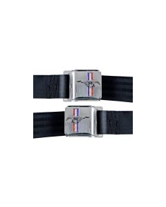 1964-1973 Mustang Seat Belts with Pony Emblems, Maroon