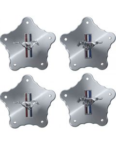 1973 Mustang Billet Hub Cap Set with Logos, 4 Pieces