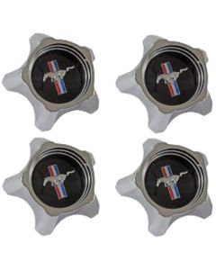 1967 Mustang Styled Steel Wheel Hub Cap Set, Black