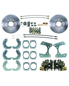 1965-1978 Mustang 8.8" or 9" Rear End Disc Brake Kit with E-Brake and Drilled and Slotted Rotors