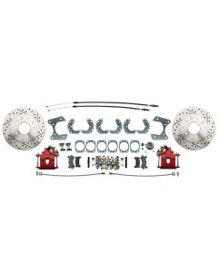 1964-1969 Mustang 9'' Rear End Disc Brake Kit, High Performance with Red Calipers