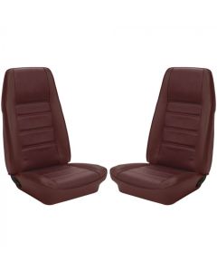 1972-1973 Mustang Coupe TMI Premium Standard Interior Front Bucket and Rear Bench Seat Cover Set, Dark Red