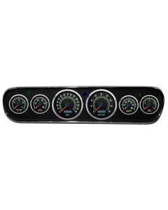 1964-1966 Mustang New Vintage USA 69 Series Gauge Panel Kit, Black Faces with Programmable MPH Speedometer
