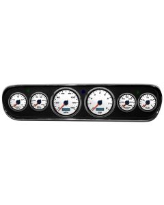 1964-1966 Mustang New Vintage USA Performance ll Series Gauge Panel Kit, White Faces with Programmable MPH Speedometer
