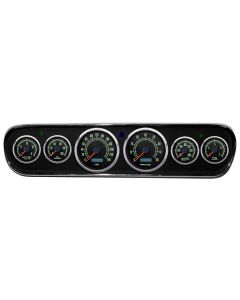 1964-1966 Mustang New Vintage USA 69 Series Gauge Panel Kit, Black Faces with Programmable KPH Speedometer