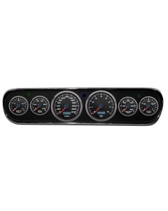 1964-1966 Mustang New Vintage USA Performance ll Series Gauge Panel Kit, Black Faces with Programmable KPH Speedometer

