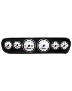 1964-1966 Mustang New Vintage USA Performance ll Series Gauge Panel Kit, White Faces with Programmable KPH Speedometer
