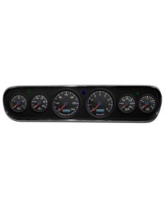1964-1966 Mustang New Vintage USA Aviator Series Gauge Panel Kit, Black Faces with Programmable KPH Speedometer


