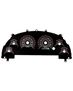 1999-2004 Musatng New Vintage USA CFR Redline Series Gauge Cluster Overlay Kit for Cars with 8000 RPM Tachometer and 150 MPH Speedometer