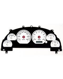 1999-2004 Mustang New Vintage USA Performance ll Series Gauge Cluster Overlay Kit with White Faces