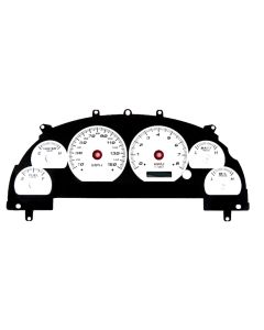1999-2004 Mustang New Vintage USA Performance ll Series Gauge Cluster Overlay Kit with Silver Faces
