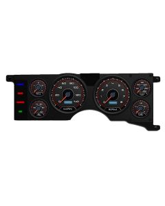 1979-1986 Mustang New Vintage USA Red CFR Series Gauge Kit, Black Faces with Programmable MPH Speedometer