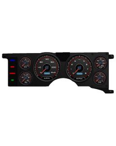 1979-1986 Mustang New Vintage USA Red CFR Series Gauge Kit, Black Faces with Programmable KPH Speedometer