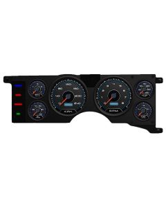 1979-1986 Mustang New Vintage USA Blue CFR Series Gauge Kit, Black Faces with Programmable KPH Speedometer