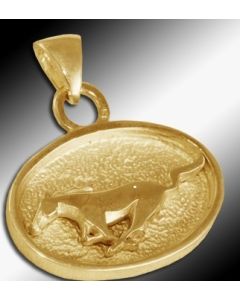 Ford Mustang Oval Pendant With Running Pony Logo- 14K