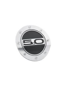 2015-2019 Mustang Fuel Door with 5.0 Logo and Silver Finish with Matte Black Accents