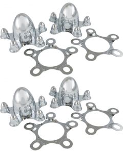 Chrome Plated Zinc Diecast Spider-Style Center Cap Set for  5 x 5-1/2" Bolt Circle, 4 Pieces